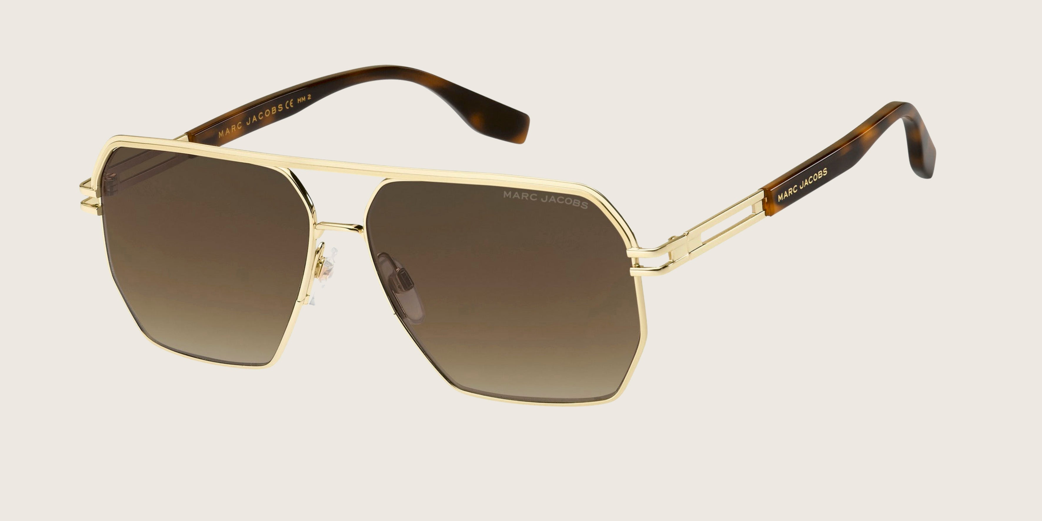 Lunettes de soleil Marc Jacobs dorées – branches écaille & verres bruns