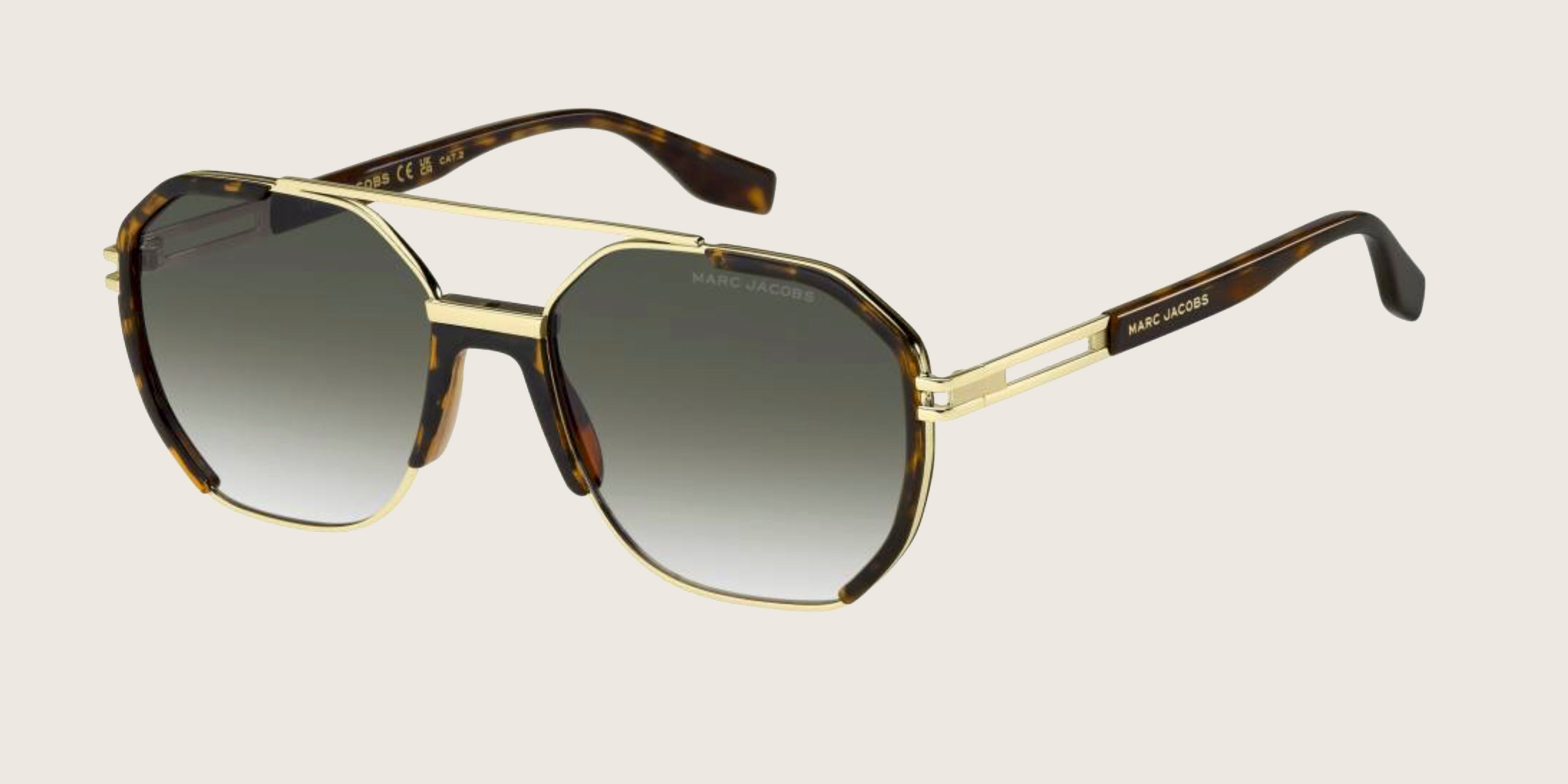 Lunettes de soleil Marc Jacobs dorées & écaille – verres vert dégradé