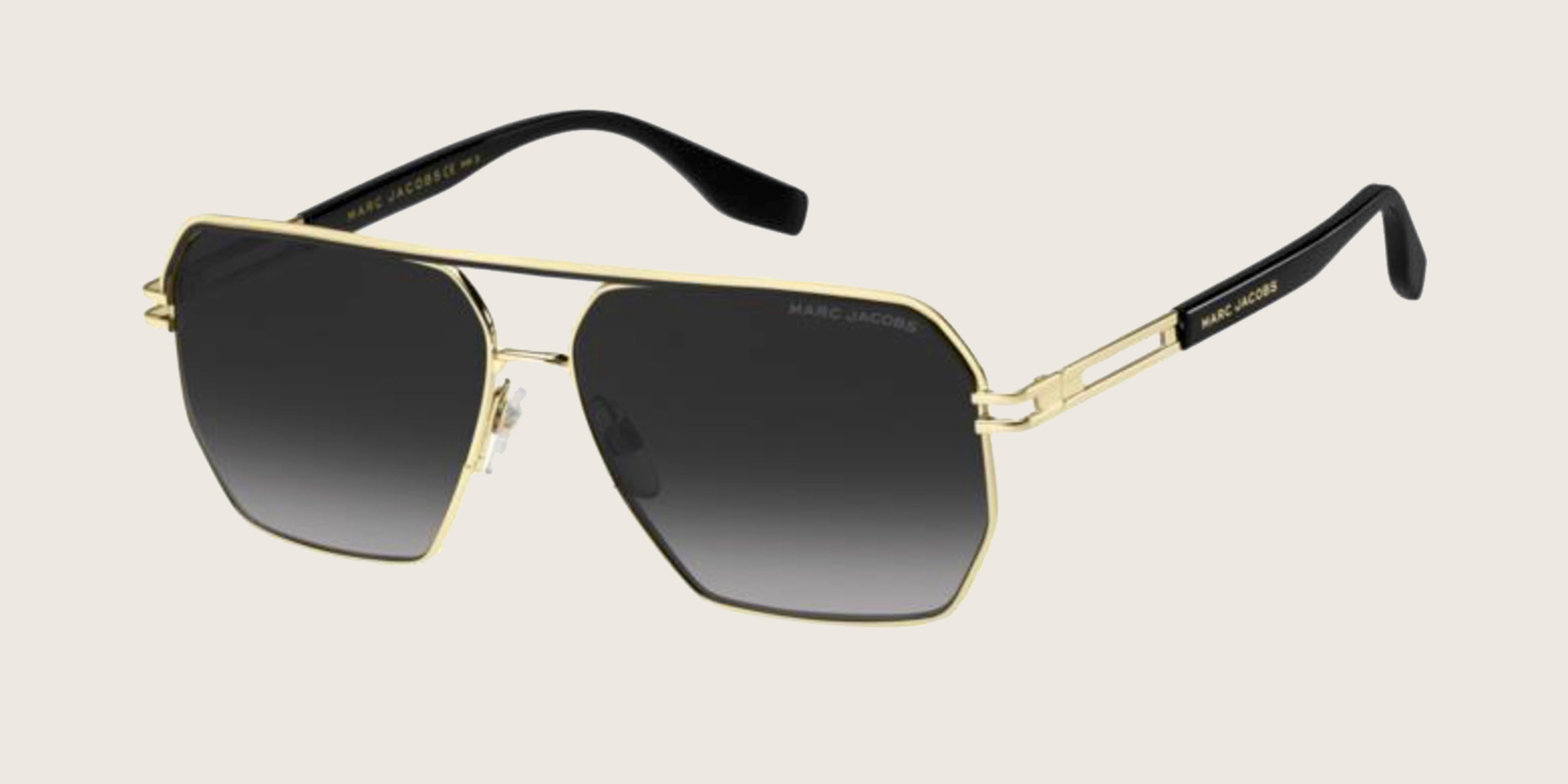 Lunettes de soleil Marc Jacobs dorées & noires – forme carrée aviateur