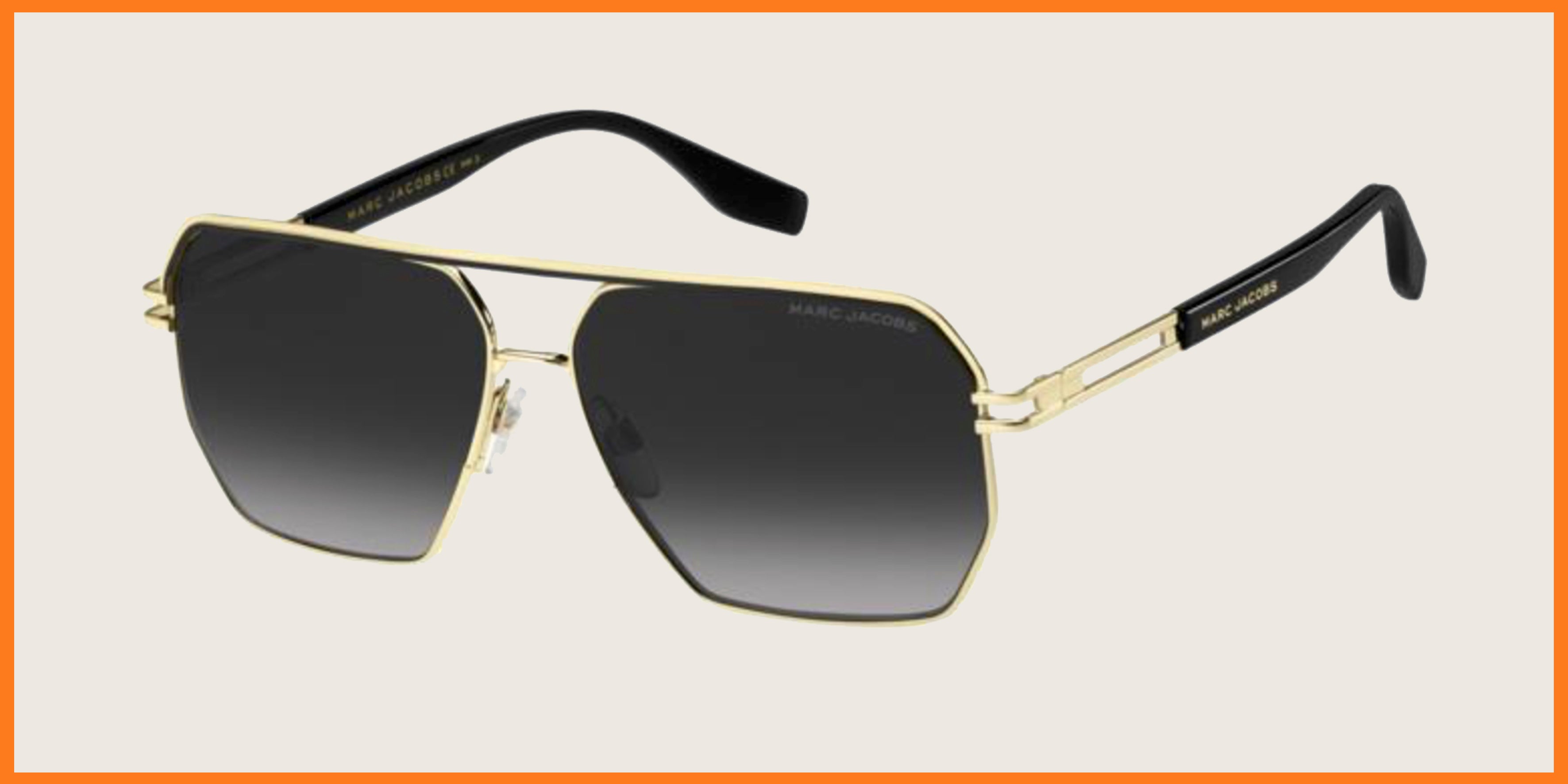 Lunettes de soleil Marc Jacobs dorées & noires – forme carrée aviateur