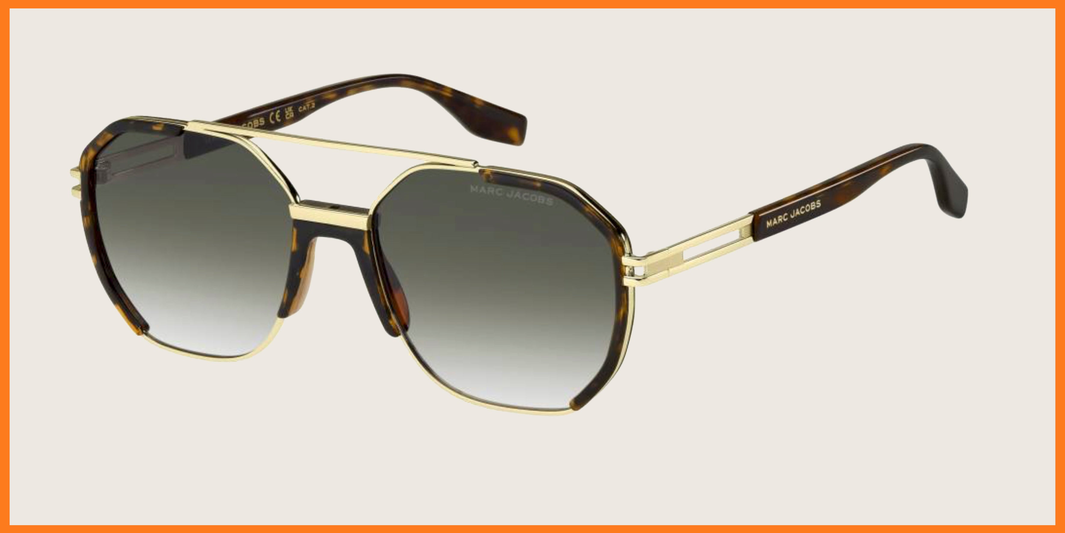 Lunettes de soleil Marc Jacobs dorées & écaille – verres vert dégradé