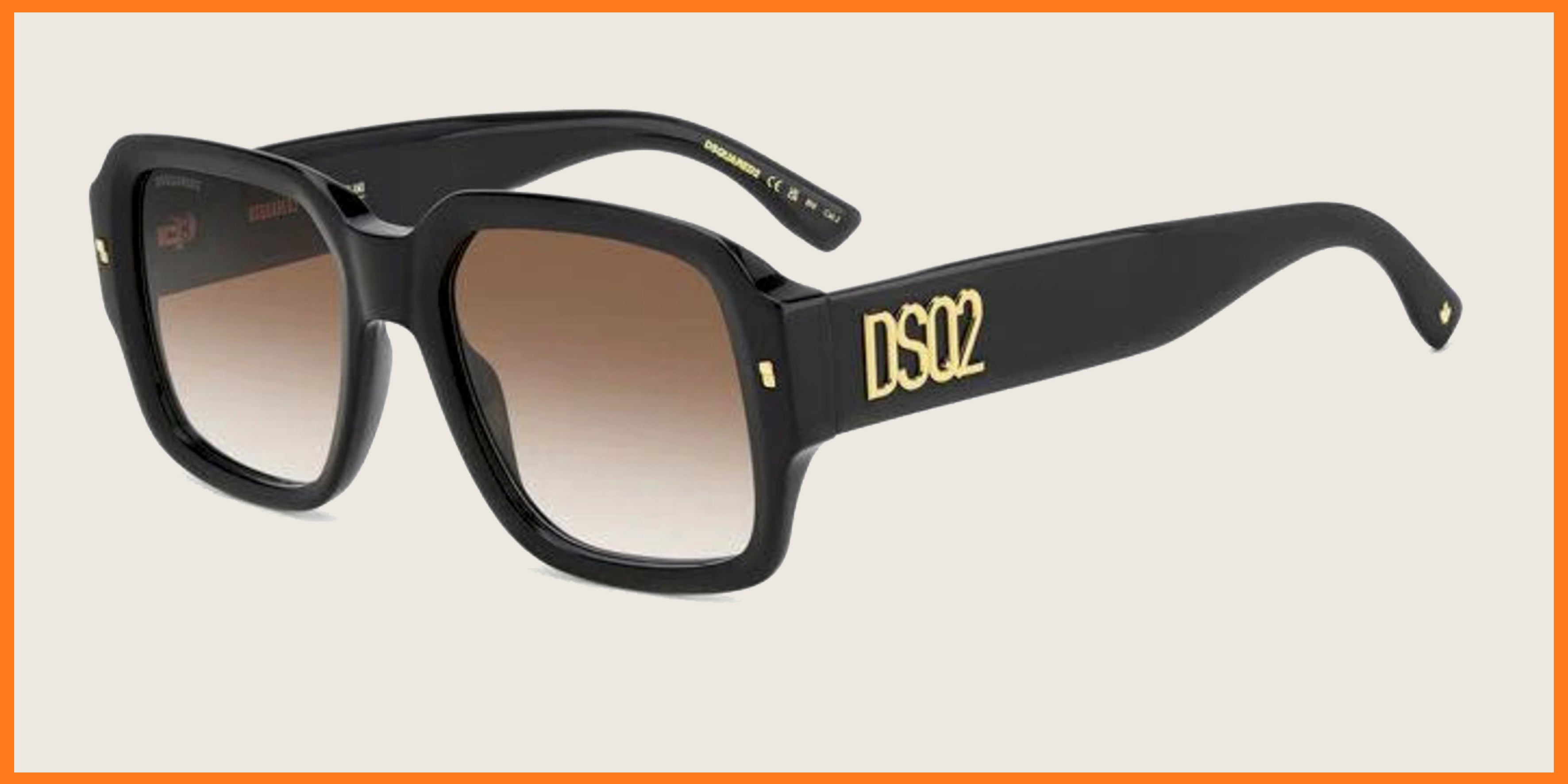 Lunettes de soleil Dsquared2 noires – logo DSQ2 doré & verres bruns