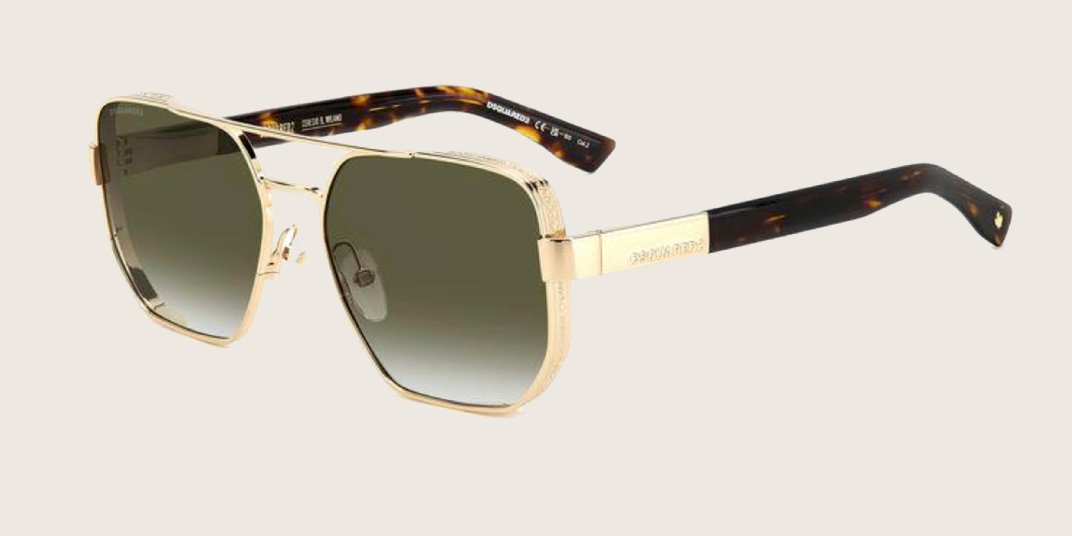 Lunettes de soleil Dsquared2 dorées & écaille – verres verts dégradés