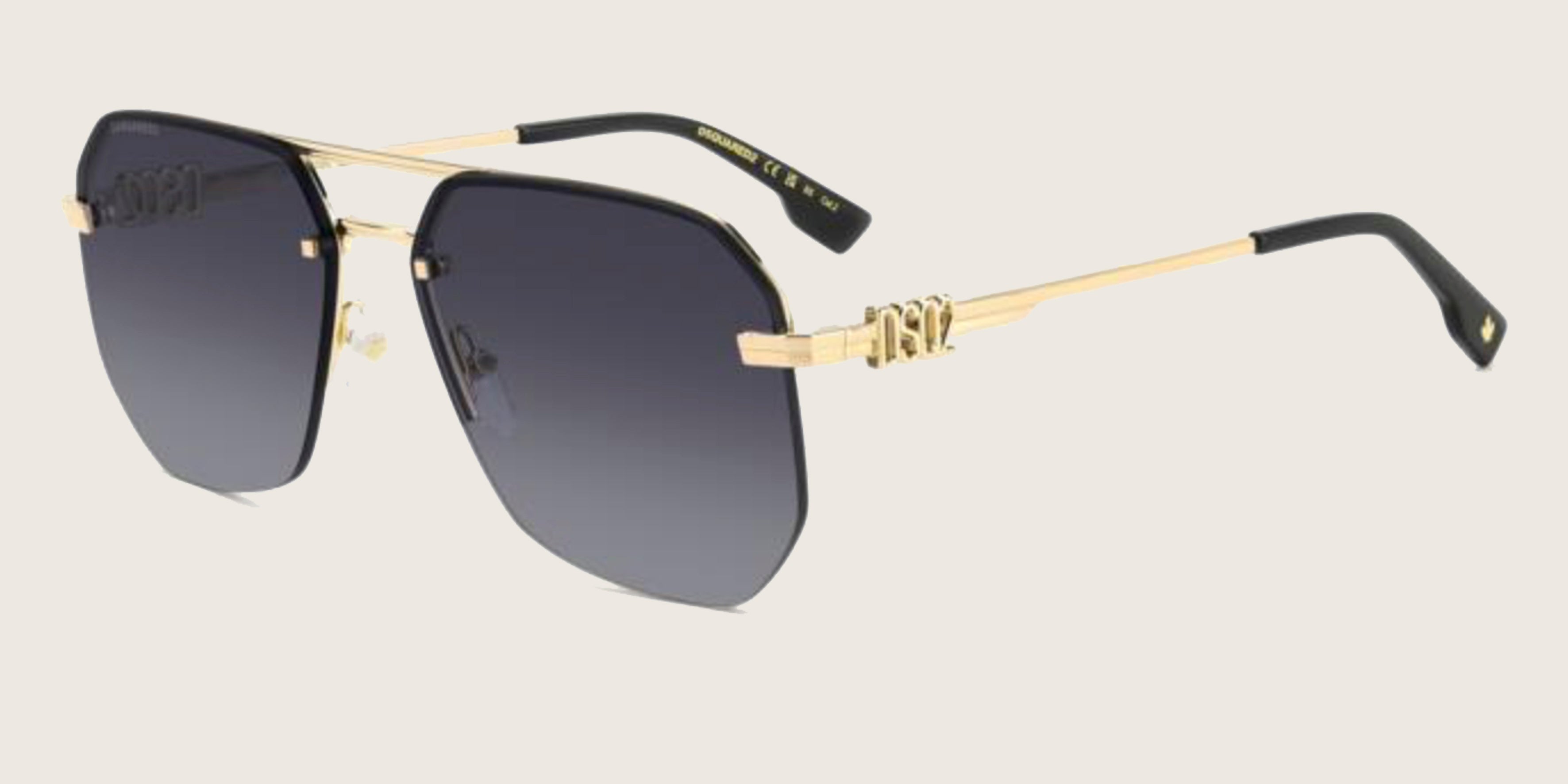 Lunettes de soleil Dsquared2 dorées – verres gris dégradés DSQ2