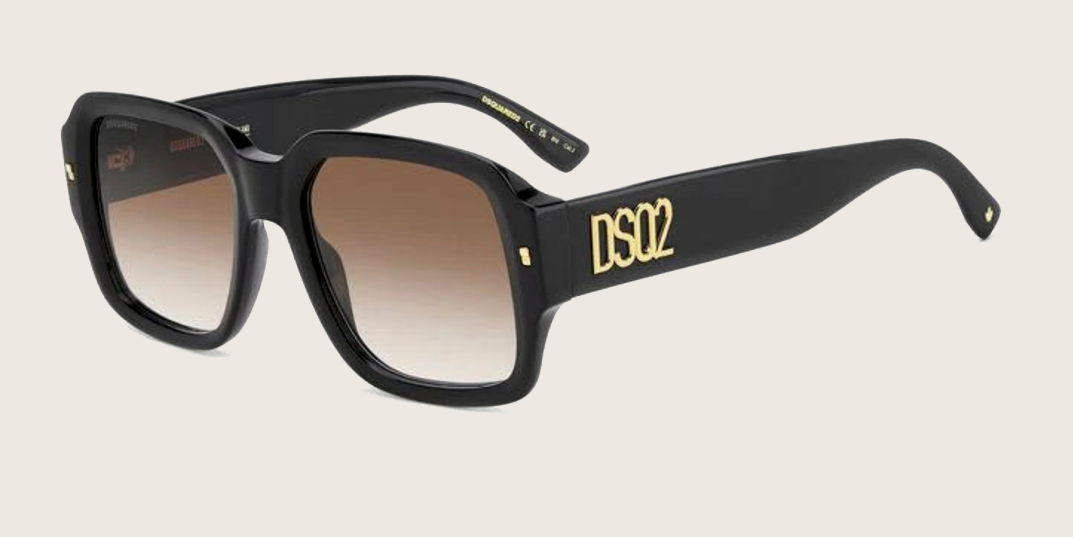 Lunettes de soleil Dsquared2 noires – logo DSQ2 doré & verres bruns