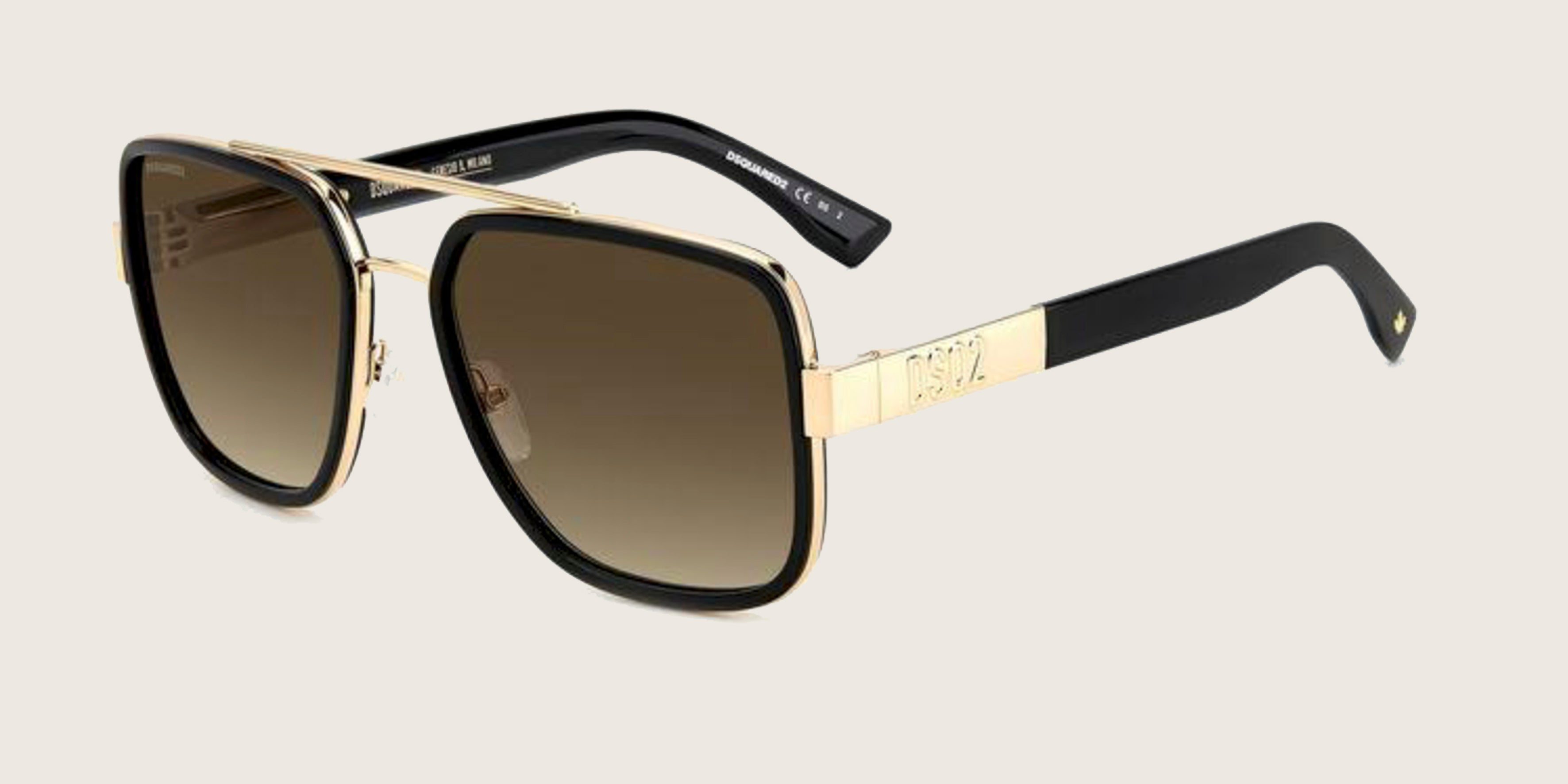 Lunettes de soleil Dsquared2 noir et doré – verres bruns dégradés